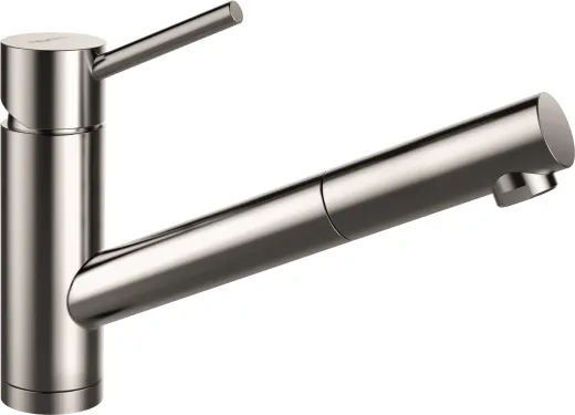 SCHOCK Kchenarmatur Altos-S EDM Einhebelmischer Edelstahl massiv mit Zugauslauf 120 schwenkbarer Auslauf