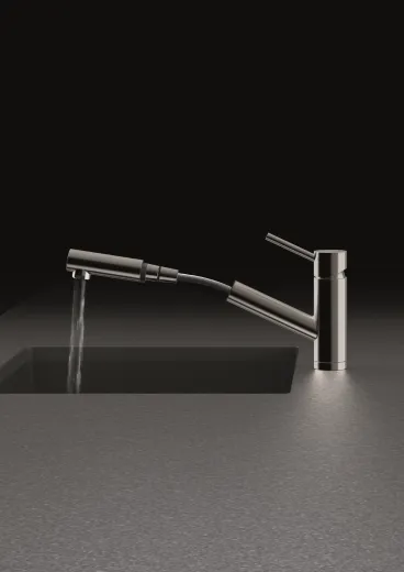 SCHOCK Kchenarmatur Altos-S EDM Einhebelmischer Edelstahl massiv mit Zugauslauf 120 schwenkbarer Auslauf