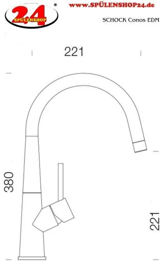 SCHOCK Kchenarmatur Conos EDM Einhebelmischer Edelstahl massiv mit Festauslauf 360 schwenkbarer Auslauf