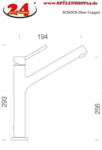 SCHOCK Kchenarmatur Dion Copper Einhebelmischer Oberflche: Kupferfarben mit Festauslauf 120 schwenkbarer Auslauf