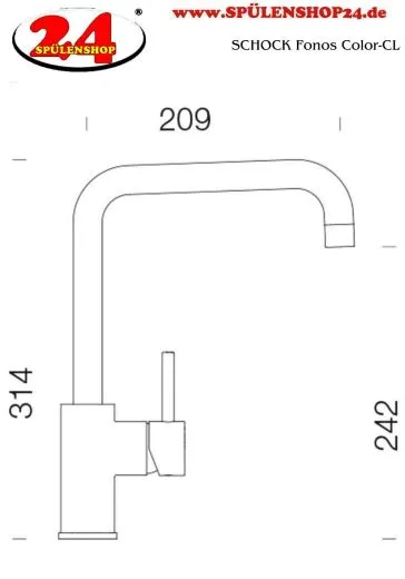 SCHOCK Kchenarmatur Fonos Cristalite Basic Line Einhebelmischer Festauslauf 360 schwenkbarer Auslauf