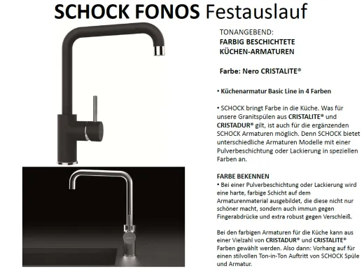 SCHOCK Kchenarmatur Fonos Cristalite Basic Line Einhebelmischer Festauslauf 360 schwenkbarer Auslauf