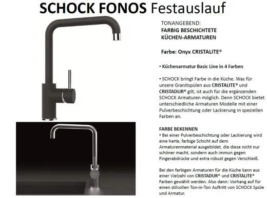 SCHOCK Kchenarmatur Fonos Cristalite Basic Line Einhebelmischer Festauslauf 360 schwenkbarer Auslauf