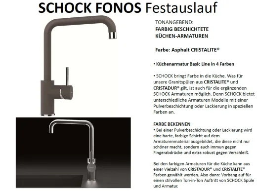 SCHOCK Kchenarmatur Fonos Cristalite Basic Line Einhebelmischer Festauslauf 360 schwenkbarer Auslauf
