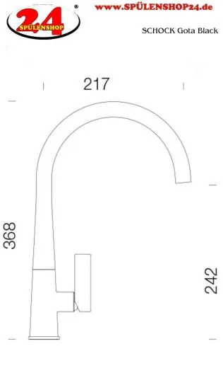 SCHOCK Kchenarmatur Gota Schwarz Einhebelmischer mit Festauslauf 360 schwenkbarer Auslauf