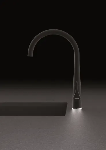 SCHOCK Kchenarmatur Gota Schwarz Einhebelmischer mit Festauslauf 360 schwenkbarer Auslauf