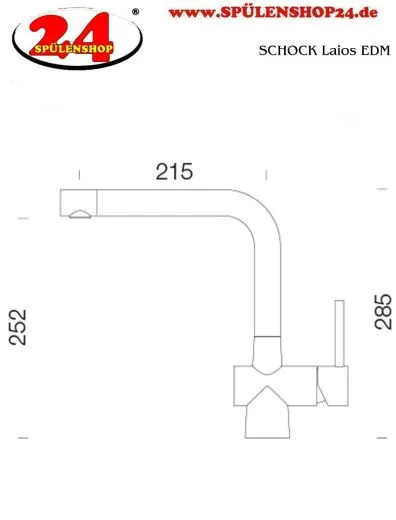 SCHOCK Kchenarmatur Laios EDM Einhebelmischer Edelstahl massiv mit Festauslauf 360 schwenkbarer Auslauf
