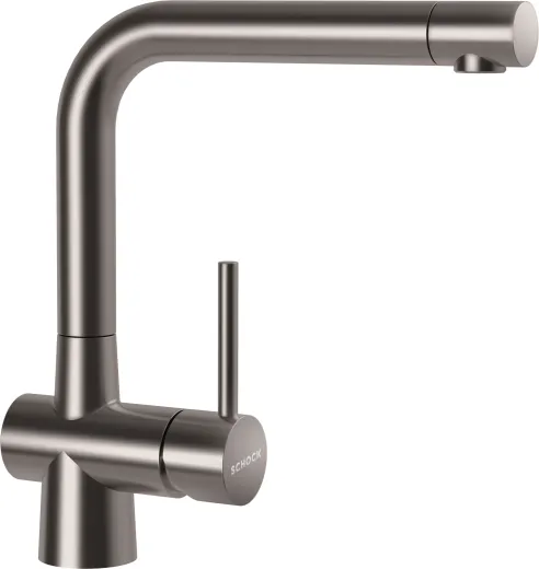 SCHOCK Kchenarmatur Laios EDM Einhebelmischer Edelstahl massiv mit Festauslauf 360 schwenkbarer Auslauf