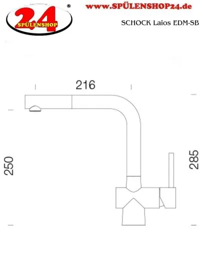 SCHOCK Kchenarmatur Laios EDM Einhebelmischer Edelstahl massiv mit Zugauslauf 360 schwenkbarer Auslauf mit Schlauchbrause
