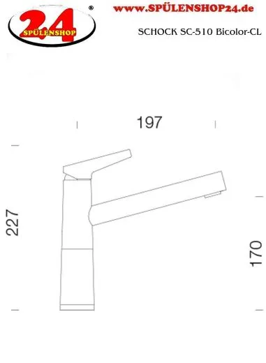 SCHOCK Kchenarmatur SC-510 Cristalite Basic Line Einhebelmischer Festauslauf 360 schwenkbarer Auslauf mit Materialhlse