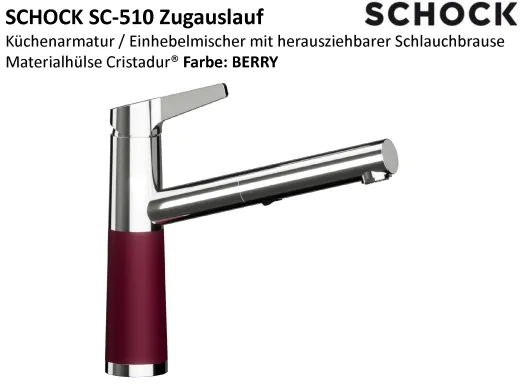 SCHOCK K�chenarmatur SC-510 Cristadur� Classic Line Einhebelmischer Zugauslauf 120� schwenkbarer Auslauf mit Materialh�lse und Schlauchbrause
