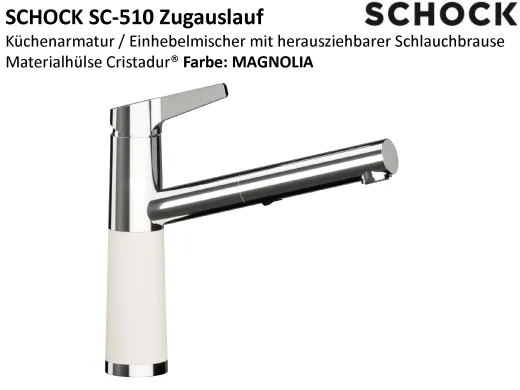 SCHOCK K�chenarmatur SC-510 Cristadur� Classic Line Einhebelmischer Zugauslauf 120� schwenkbarer Auslauf mit Materialh�lse und Schlauchbrause
