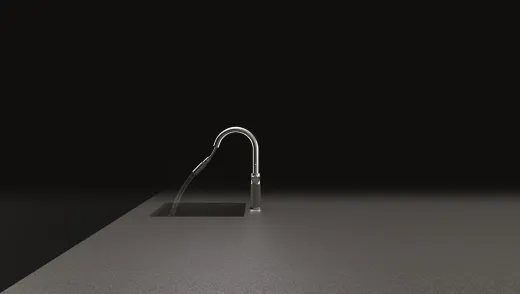 SCHOCK Kchenarmatur SC-520 Cristalite Basic Line Einhebelmischer Zugauslauf 120 schwenkbarer Auslauf mit Materialhlse und Schlauchbrause