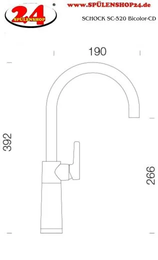 SCHOCK Kchenarmatur SC-520 Cristadur Classic Line Einhebelmischer Festauslauf 360 schwenkbarer Auslauf mit Materialhlse