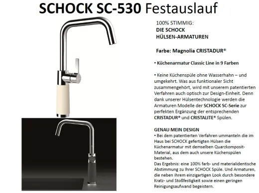 SCHOCK K�chenarmatur SC-530 Cristadur� Classic Line Einhebelmischer Festauslauf 360� schwenkbarer Auslauf mit Materialh�lse