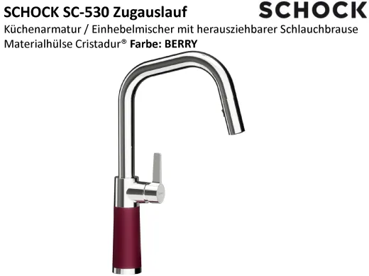 SCHOCK K�chenarmatur SC-530 Cristadur� Classic Line Einhebelmischer Zugauslauf 120� schwenkbarer Auslauf mit Materialh�lse und Schlauchbrause