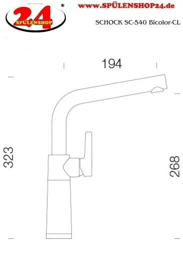 SCHOCK Kchenarmatur SC-540 Cristalite Basic Line Einhebelmischer Festauslauf 360 schwenkbarer Auslauf mit Materialhlse