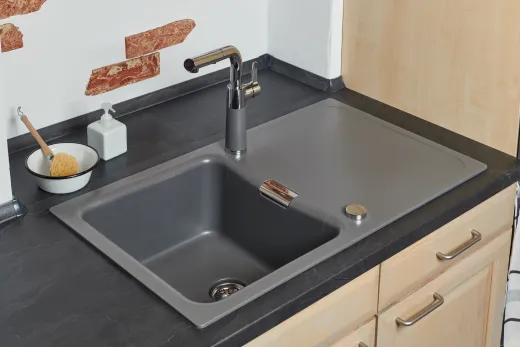 SCHOCK Kchenarmatur SC-540 Cristalite Basic Line Einhebelmischer Zugauslauf 120 schwenkbarer Auslauf mit Materialhlse und Schlauchbrause