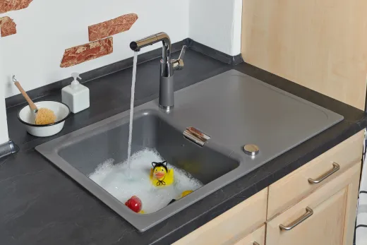 SCHOCK Kchenarmatur SC-540 Cristalite Basic Line Einhebelmischer Zugauslauf 120 schwenkbarer Auslauf mit Materialhlse und Schlauchbrause