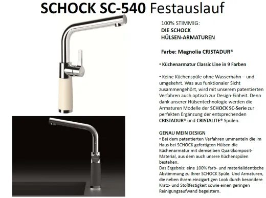 SCHOCK K�chenarmatur SC-540 Cristadur� Classic Line Einhebelmischer Festauslauf 360� schwenkbarer Auslauf mit Materialh�lse