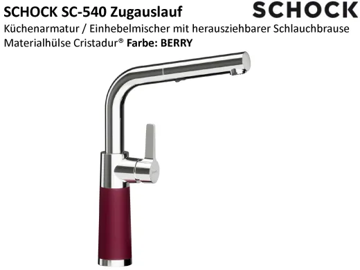 SCHOCK K�chenarmatur SC-540 Cristadur� Classic Line Einhebelmischer Zugauslauf 120� schwenkbarer Auslauf mit Materialh�lse und Schlauchbrause