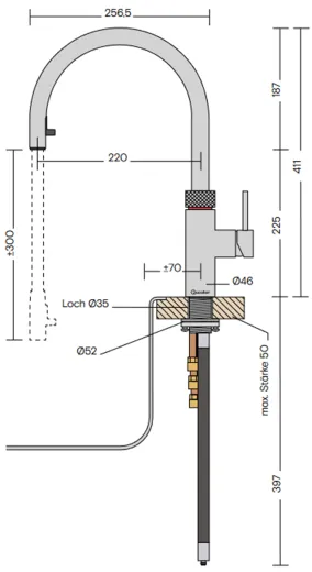 ✅ QUOOKER FLEX Combi (+) B Einhebelmischer Zugauslauf Edelstahl & 100C Armatur (COMBI+FXRSST)