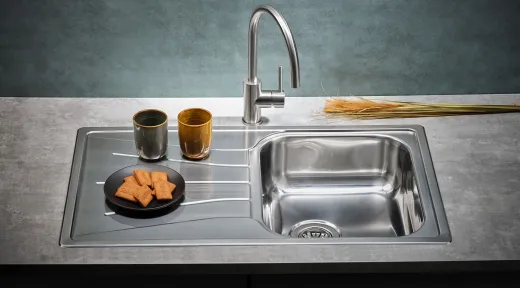 REGINOX K�chensp�le Diplomat 10 ECO OKG Einbausp�le Edelstahl mit Einbaurand Siebkorb als Stopfenventil