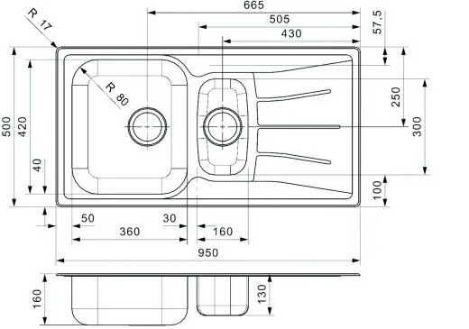 REGINOX K�chensp�le Diplomat 1.5 ECO KGOKG Einbausp�le Edelstahl mit Einbaurand Siebkorb als Stopfenventil