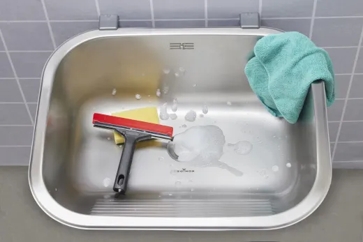 REGINOX Ottawa OSP Wandmontage Einbaubecken Edelstahl mit Einbaurand Ablauf mit Gummistopfen und Kette