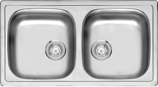 REGINOX K�chensp�le BETA 20 BAP KGOKG Einbausp�le Edelstahl mit Einbaurand Doppelbecken Siebkorb als Stopfenventil