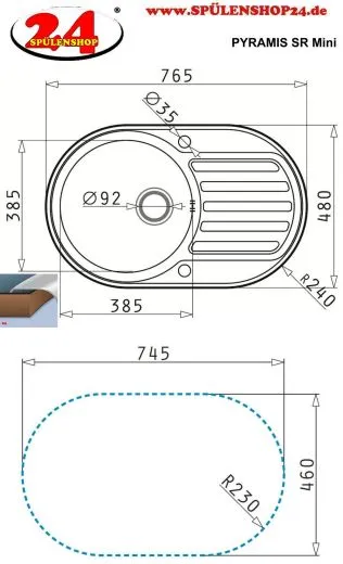 ✅ PYRAMIS Kchensple SR Mini Einbausple / Edelstahlsple Siebkorb als Drehknopfventil