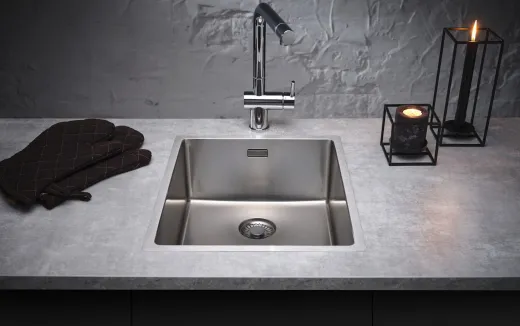 REGINOX K�chensp�le New York 18x40 (L) Comfort Einbausp�le Edelstahl 3 in 1 mit Flachrand Siebkorb als Stopfenventil