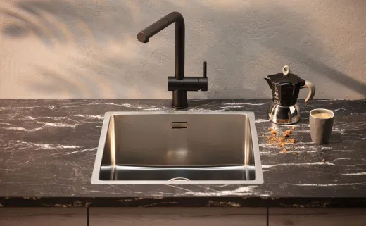 REGINOX K�chensp�le New York 34x40 (L) Comfort Einbausp�le Edelstahl 3 in 1 mit Flachrand Siebkorb als Stopfenventil