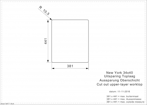 REGINOX Kchensple New York 34x40 (L) Comfort Einbausple Edelstahl 3 in 1 mit Flachrand Siebkorb als Stopfenventil