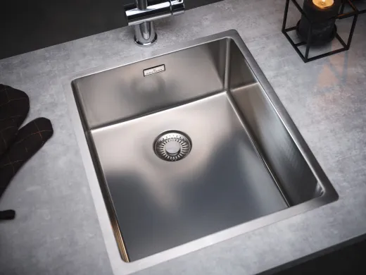 REGINOX K�chensp�le New York 34x40 (L) Comfort Einbausp�le Edelstahl 3 in 1 mit Flachrand Siebkorb als Stopfenventil