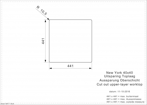 REGINOX Kchensple New York 40x40 (L) Comfort Einbausple Edelstahl 3 in 1 mit Flachrand Siebkorb als Stopfenventil