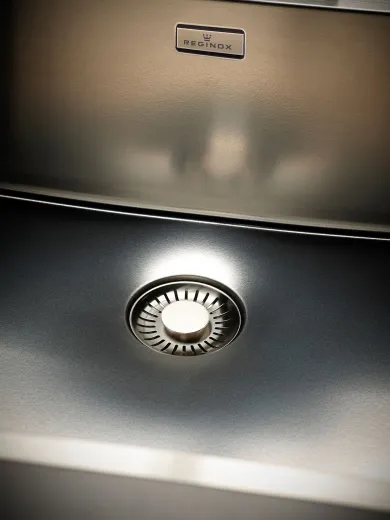 REGINOX K�chensp�le New York 50x40 (L) Comfort Einbausp�le Edelstahl 3 in 1 mit Flachrand Siebkorb als Stopfenventil