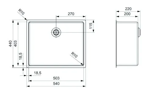 REGINOX Kchensple New York 50x40 (L) Comfort Einbausple Edelstahl 3 in 1 mit Flachrand Siebkorb als Stopfenventil