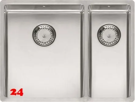 REGINOX Kchensple New York 34x40/18x40 (L) Comfort Becken links Einbausple 3 in 1 mit Flachrand Siebkorb als Stopfenventil