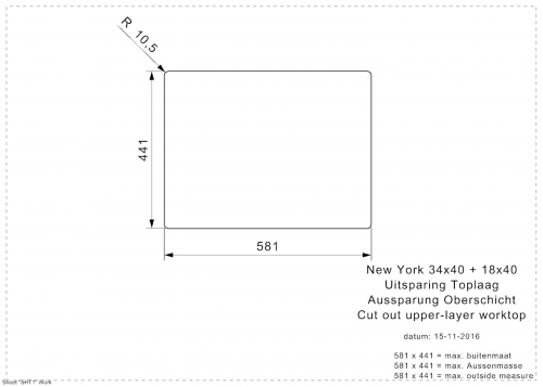 REGINOX Kchensple New York 34x40/18x40 (L) Comfort Becken links Einbausple 3 in 1 mit Flachrand Siebkorb als Stopfenventil