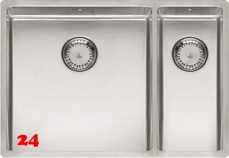 REGINOX Kchensple New York 40x40/18x40 (L) Comfort Becken links Einbausple 3 in 1 mit Flachrand Siebkorb als Stopfenventil