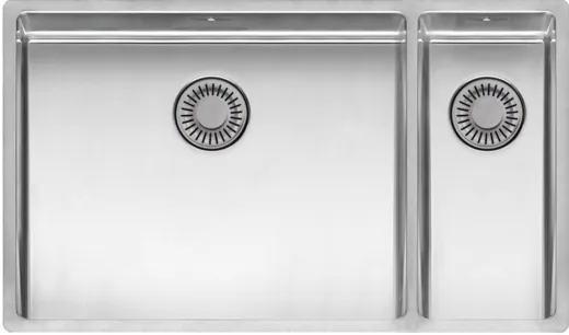 REGINOX Kchensple New York 50x40/18x40 (L) Comfort Becken links Einbausple 3 in 1 mit Flachrand Siebkorb als Stopfenventil