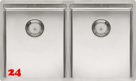 REGINOX Kchensple New York 34x40/34x40 (L) Comfort Einbausple 3 in 1 mit Flachrand Doppelbecken mit Siebkorb als Stopfenventil