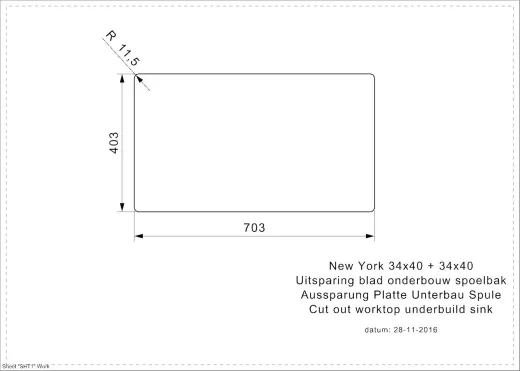 REGINOX K�chensp�le New York 34x40/34x40 (L) Comfort Einbausp�le 3 in 1 mit Flachrand Doppelbecken mit Siebkorb als Stopfenventil