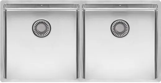 REGINOX Kchensple New York 40x40/40x40 (L) Comfort Einbausple 3 in 1 mit Flachrand Doppelbecken mit Siebkorb als Stopfenventil
