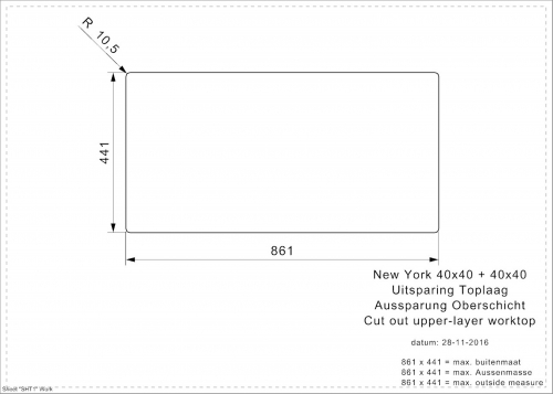 REGINOX Kchensple New York 40x40/40x40 (L) Comfort Einbausple 3 in 1 mit Flachrand Doppelbecken mit Siebkorb als Stopfenventil