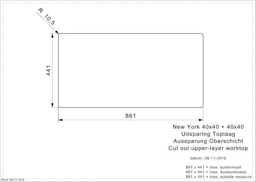 REGINOX Kchensple New York 40x40/40x40 (L) Comfort Einbausple 3 in 1 mit Flachrand Doppelbecken mit Siebkorb als Stopfenventil