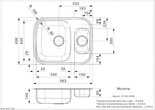 REGINOX Clean & Care Morena (L) KGKG-CC Einbausple Edelstahl mit Flachrand ohne berlauf medizinischer Bereich