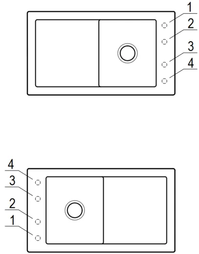 Villeroy & Boch TIMELINE 50-Premiumline Einbausple / Keramiksple in Sonder Farben