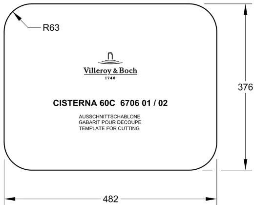 Villeroy & Boch CISTERNA 60 C UB-Classicline Unterbausple / Keramiksple in Standard Farben